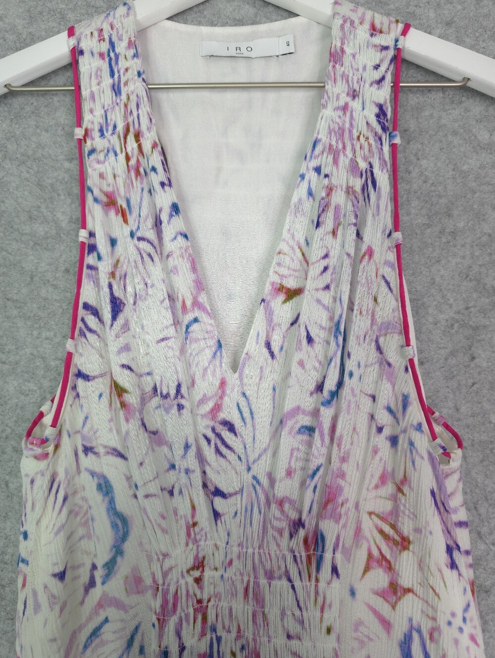 IRO Linen Blend Vneck Watercolor Floral-Print Midi Dress - Picture 5 of 12